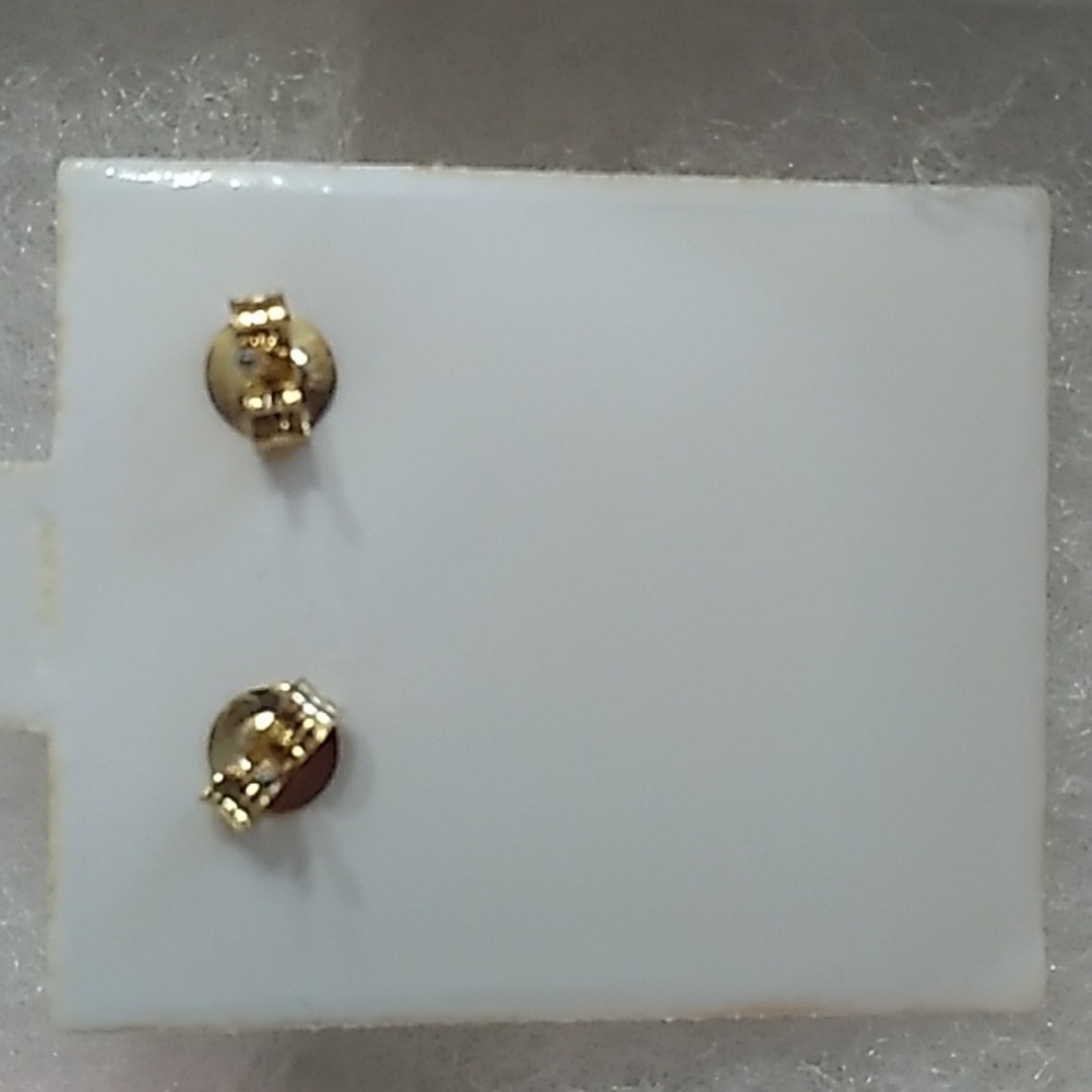 Gold Plated/Sterling Lab White Opal And Clear Cz Earrings - Picture 3 of 3